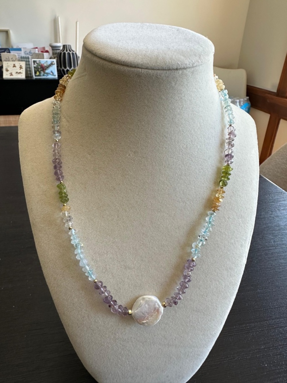 Pastel Hues Gemstone and Freshwater Pearl Necklace